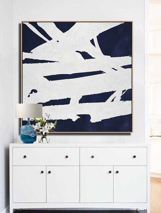 Navy Blue Minimalist Painting #NV301A - Click Image to Close